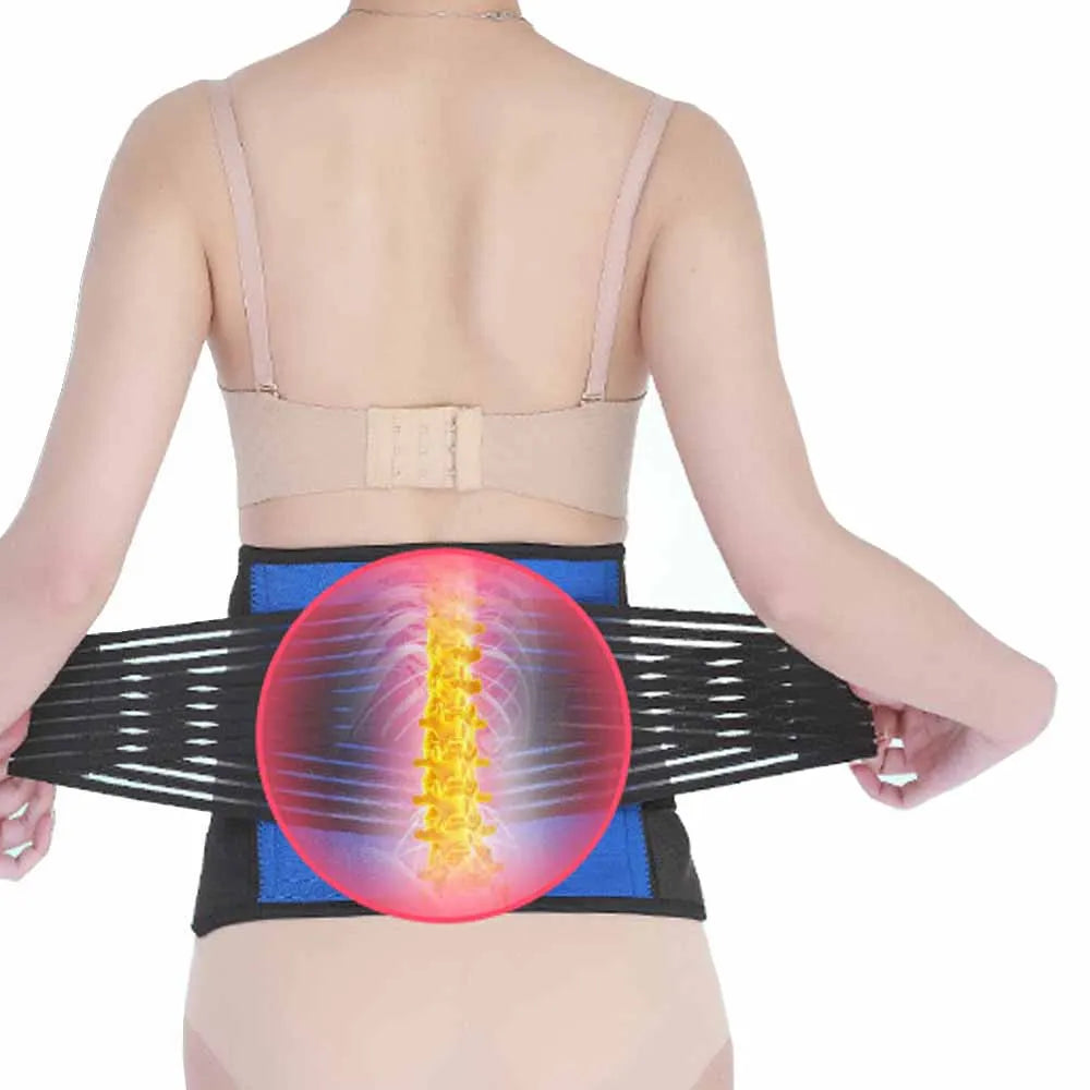 Tcare Adjustable Neoprene Double Pull Lumbar Support Lower Brace Pain Relief Waist Band S-6XL Plus Size, Unisex Back Belt Lumbar
