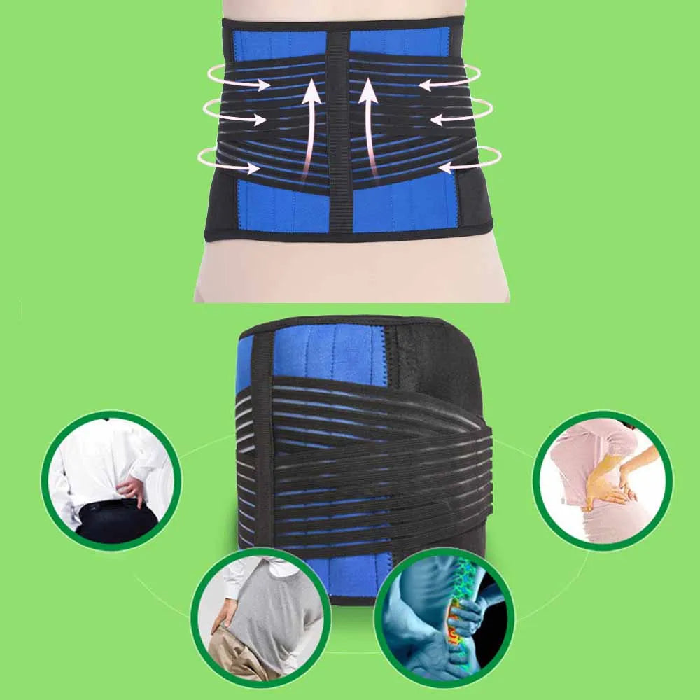 Tcare Adjustable Neoprene Double Pull Lumbar Support Lower Brace Pain Relief Waist Band S-6XL Plus Size, Unisex Back Belt Lumbar