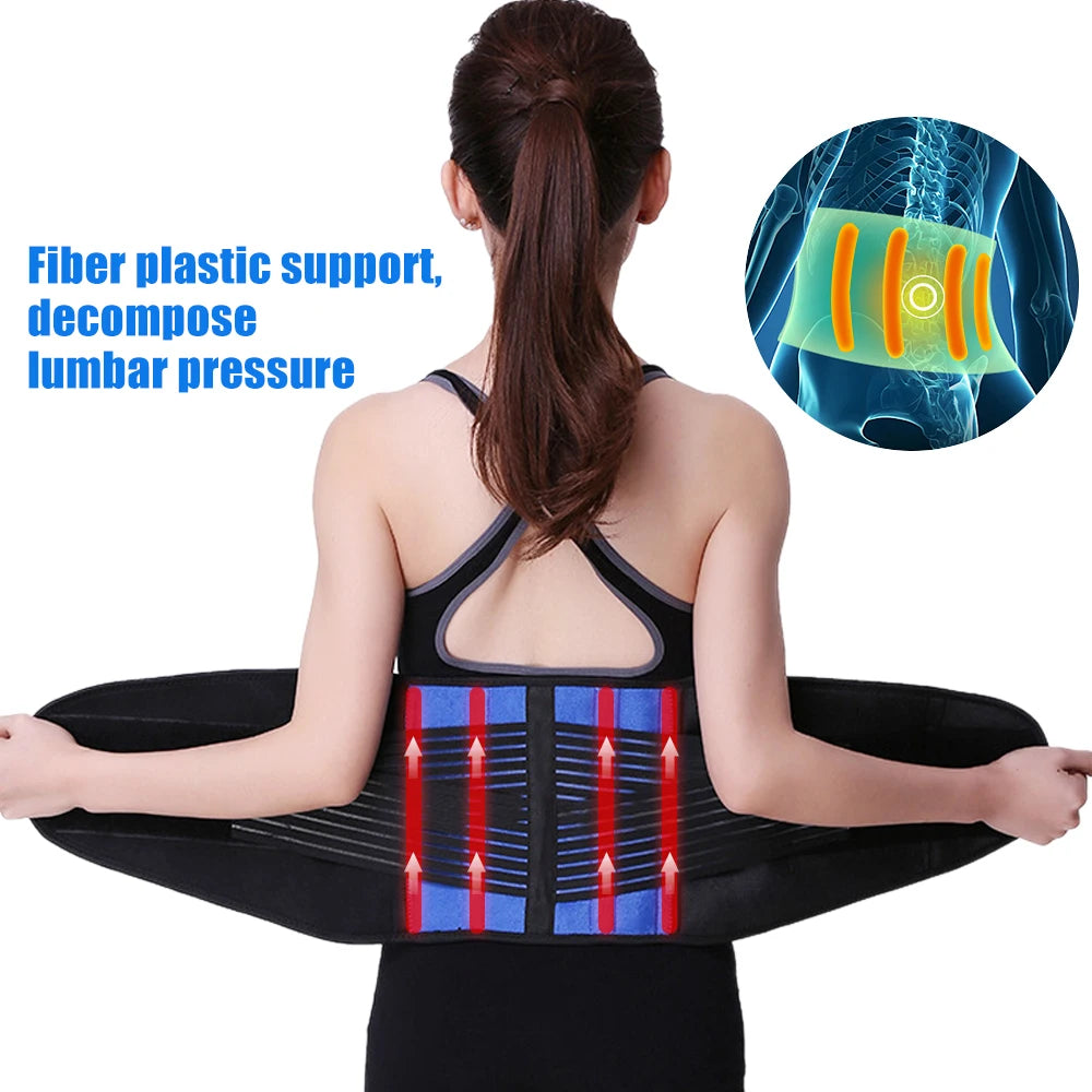 Tcare Adjustable Neoprene Double Pull Lumbar Support Lower Brace Pain Relief Waist Band S-6XL Plus Size, Unisex Back Belt Lumbar