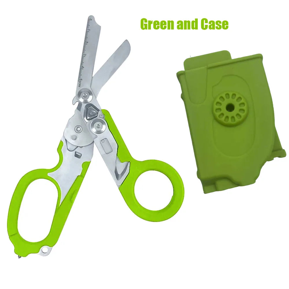 Tactical Medical Scissors — 8-in-1 Emergency Rescue Shear with Seat Belt Cutter & Window Breaker for First Aid & Survival