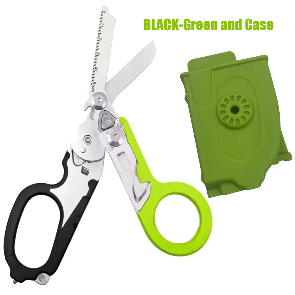 Tactical Medical Scissors — 8-in-1 Emergency Rescue Shear with Seat Belt Cutter & Window Breaker for First Aid & Survival