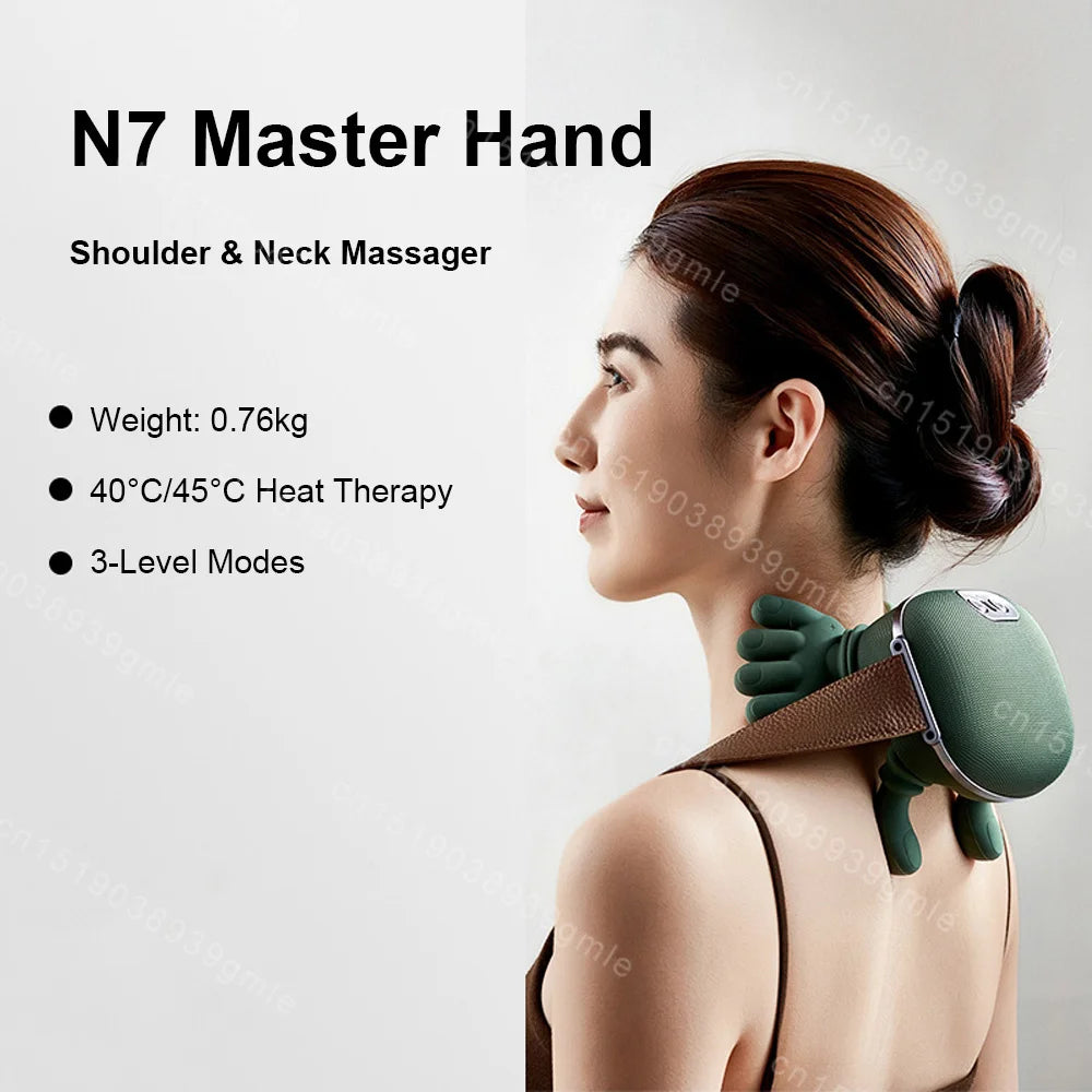Finger Pressure Neck Massager Heated Back and Shoulder Massager Electric Kneading Neck Deep Massage Muscle Relax