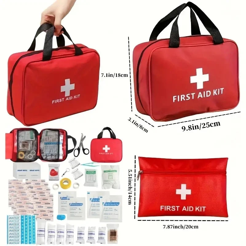 Portable Car First Aid Kit — 178-Piece Emergency Medical Bag for Vehicle, Home, Outdoor & Disaster Preparedness
