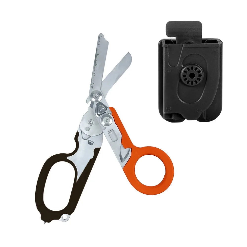 Tactical Medical Scissors — 8-in-1 Emergency Rescue Shear with Seat Belt Cutter & Window Breaker for First Aid & Survival