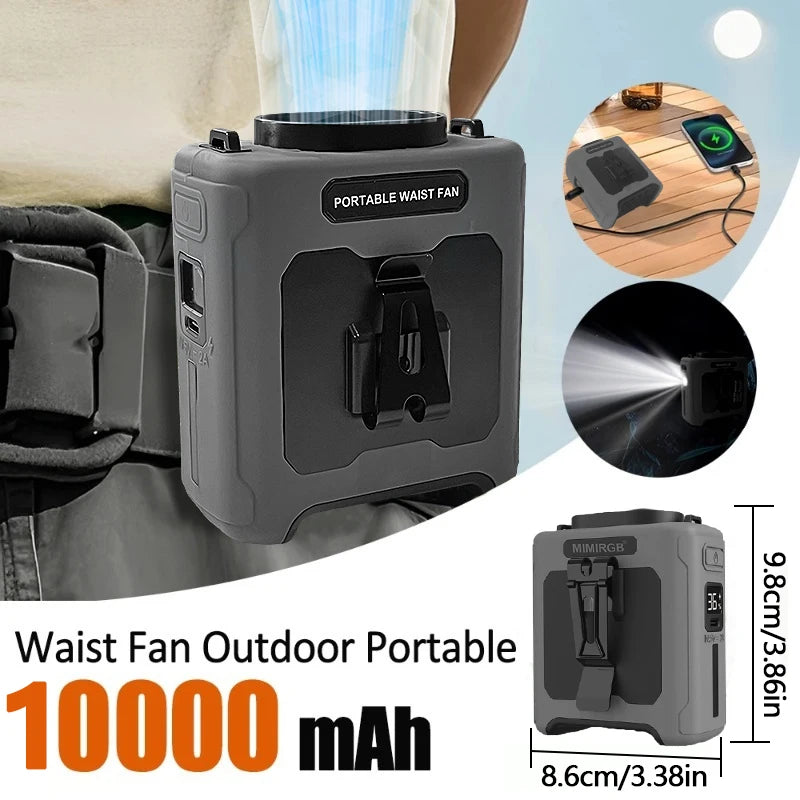 PowerBreeze Pro — 3-in-1 Waist Fan, Power Bank & Flashlight