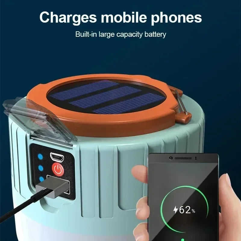Solar LED Camping Lantern — Power Bank, Remote Control, IP6 Waterproof, SOS Emergency Light