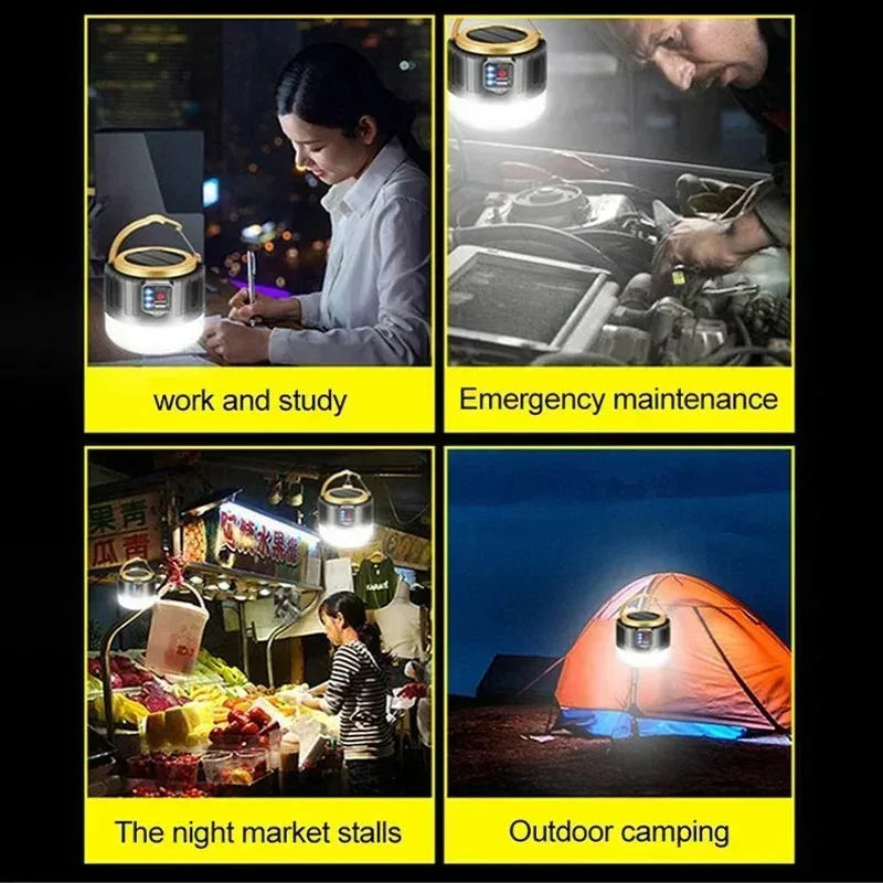 Solar LED Camping Lantern — Power Bank, Remote Control, IP6 Waterproof, SOS Emergency Light