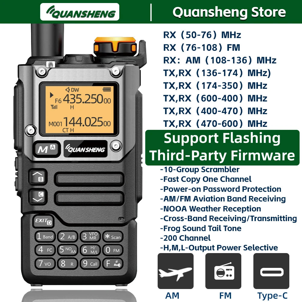 Quansheng UV-K5(8) Walkie Talkie — Multi-Band Ham Radio, 200CH, Cross-Band, DRRM Field Transceiver