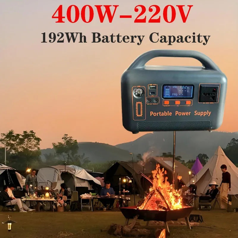 400W Portable Power Station — 192Wh LiFePO4, Solar-Ready, 220V Emergency Power Bank