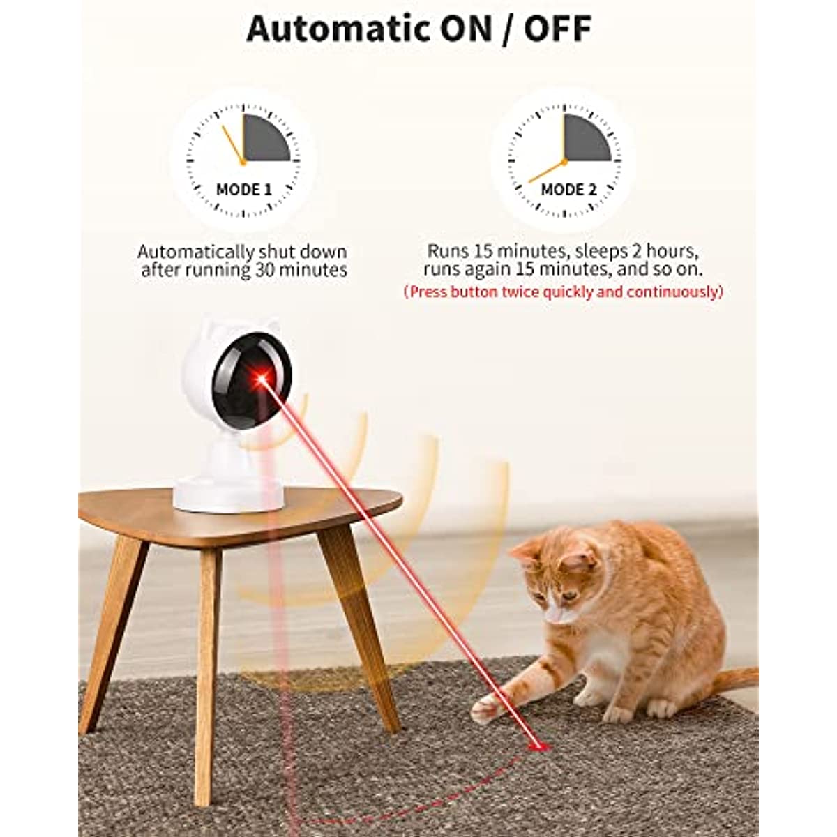 ATUBAN Automatic Laser Cat Toys,USB Rechargeable,Interactive Cat Toy for Indoor Cats Kitty Kittens Dog,Multifunctional Cat Toy