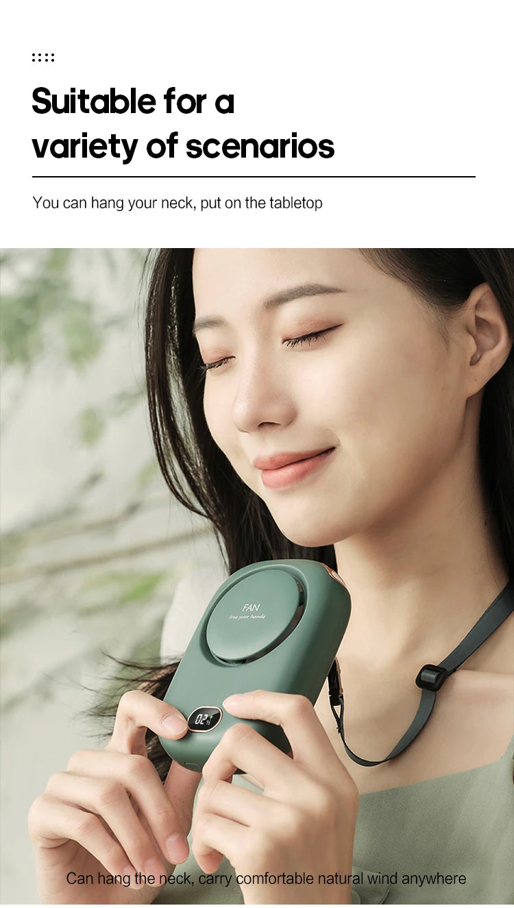 Portable Neck Fan — Hands-Free, Bladeless, 1800mAh USB Rechargeable, 10-Hour Cooling