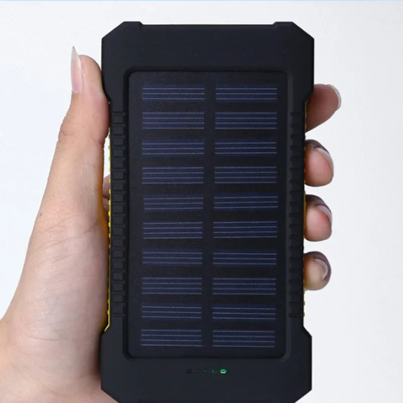 SolarVault Pro — Waterproof Solar Power Bank with Dual USB & Flashlight