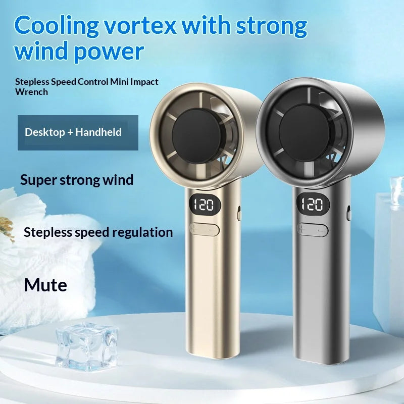 HOMEFISH Portable Handheld Fan USB Rechargeable Bladeless High-Speed Electric Cooling Fan for Personal Use