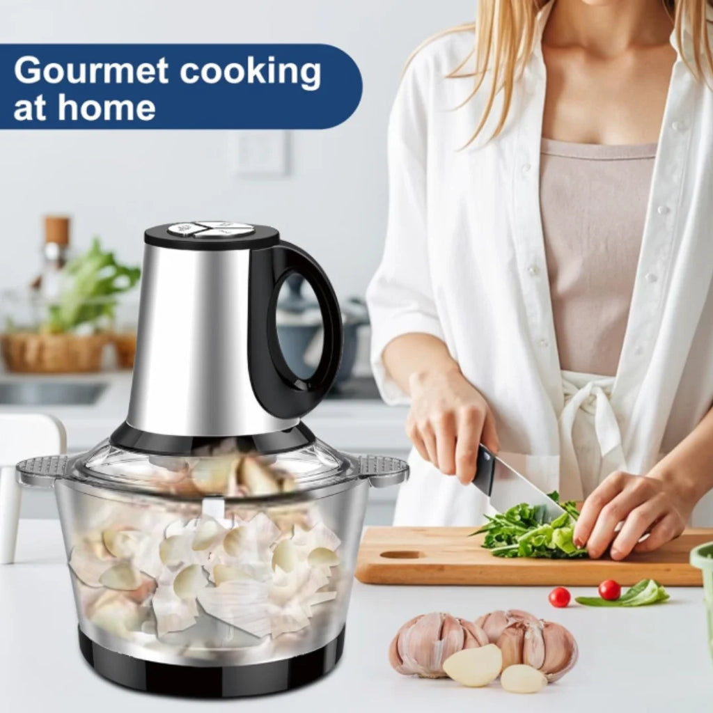 5L Stainless Steel Food Processor - Versatile Meat & Vegetable Chopper with Dual Blades