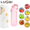 LUSQI 650ml Air Flavored Water Bottle With 7pc Random Flavor Pods Sports Straw Cup Tritan For Outdoor Sports Fitness BPA Free