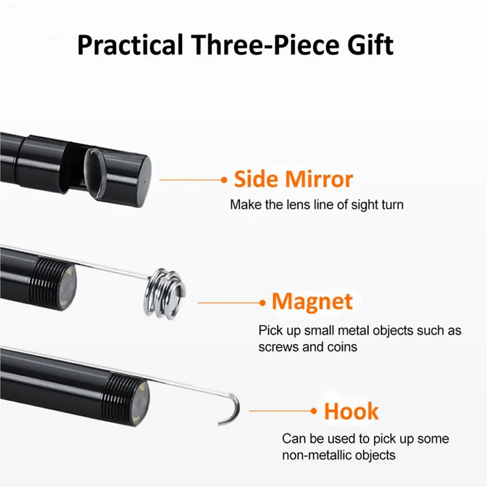 7mm USB-C Endoscope Camera — IP67 Waterproof, 6 LED, Flexible Inspection Camera for Android & PC