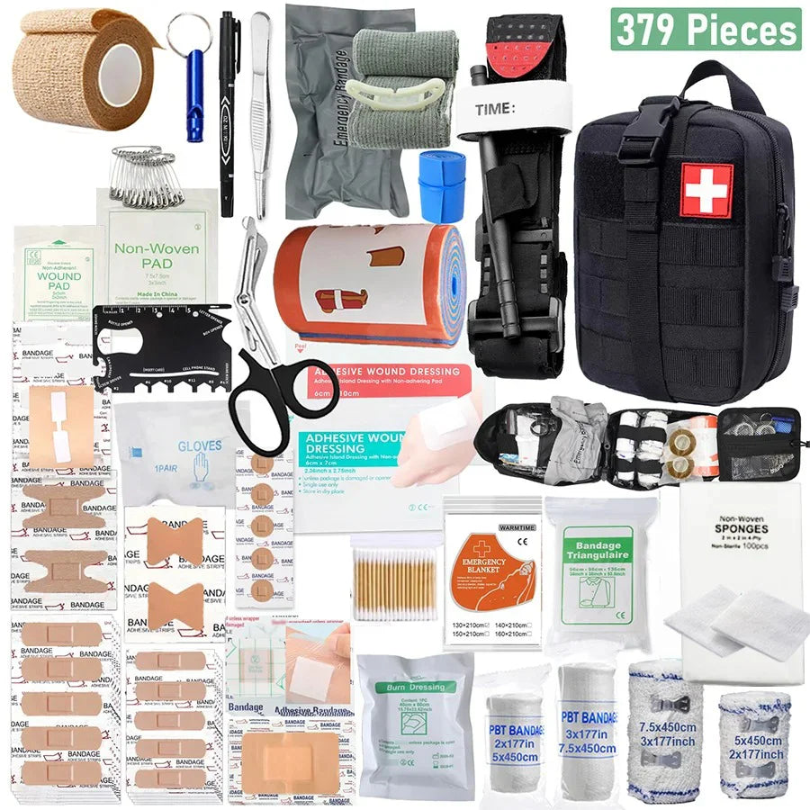 379Pcs Survival First Aid Kit Full Set Outdoor Gear Emergency Kits Trauma Bag Camping Equipment Supplies Emergency IFAK Bag