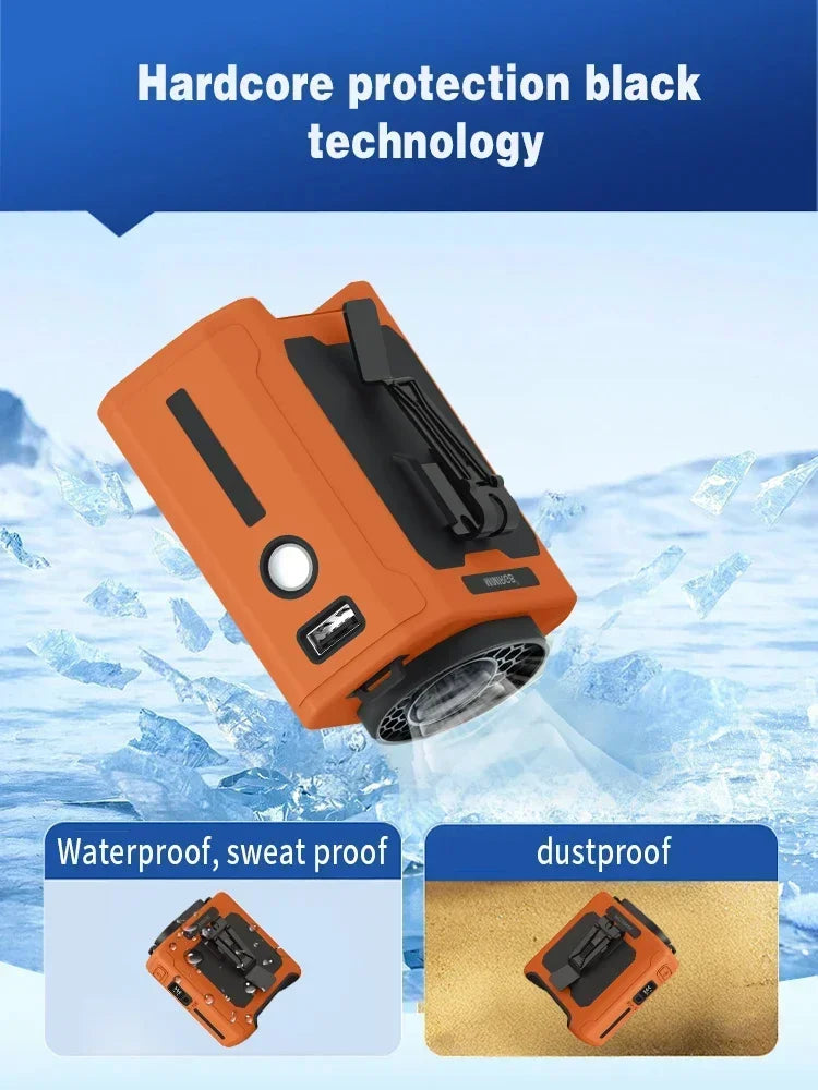 PowerBreeze Pro — 3-in-1 Waist Fan, Power Bank & Flashlight
