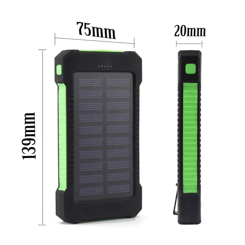 SolarVault Pro — Waterproof Solar Power Bank with Dual USB & Flashlight