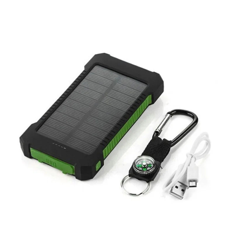 SolarVault Pro — Waterproof Solar Power Bank with Dual USB & Flashlight