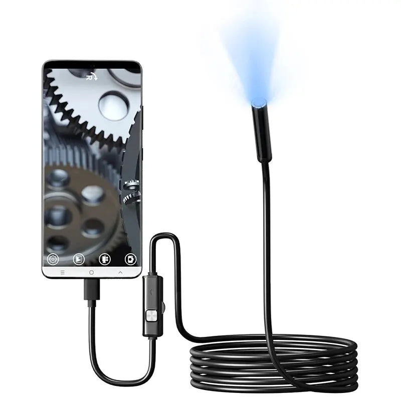 7mm USB-C Endoscope Camera — IP67 Waterproof, 6 LED, Flexible Inspection Camera for Android & PC