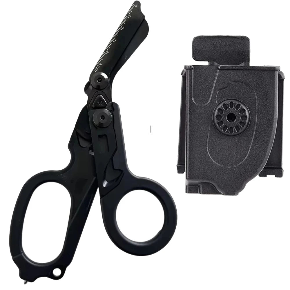 Tactical Medical Scissors — 8-in-1 Emergency Rescue Shear with Seat Belt Cutter & Window Breaker for First Aid & Survival