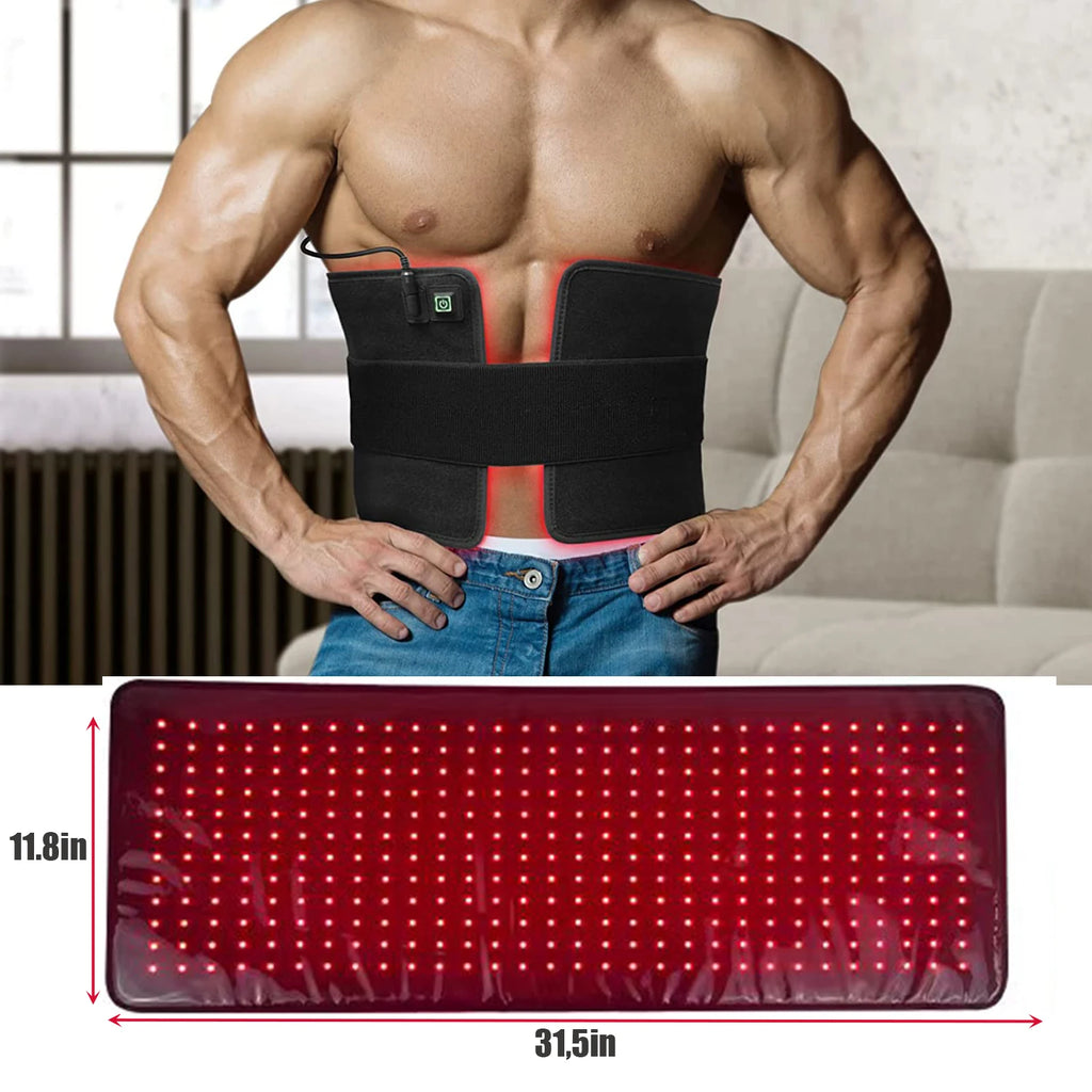 Red & Infrared Light Therapy Belt — 660nm + 850nm, 360 LEDs, Wearable Wrap for Pain Relief & Recovery