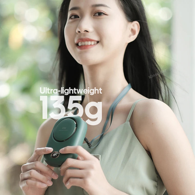 Portable Neck Fan — Hands-Free, Bladeless, 1800mAh USB Rechargeable, 10-Hour Cooling
