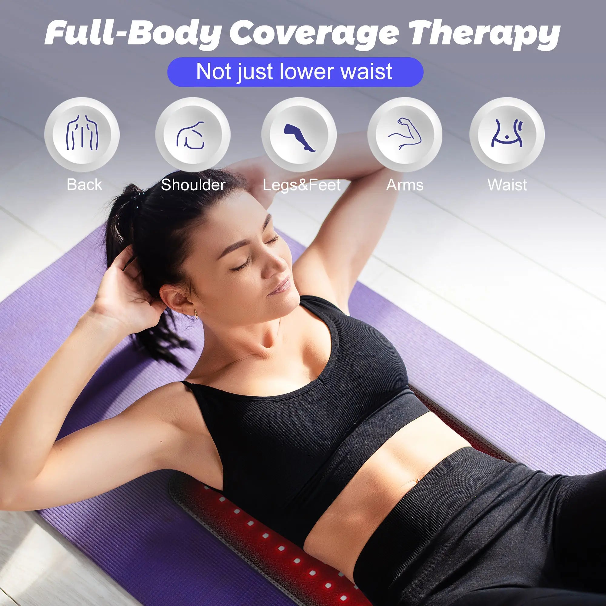 Red & Infrared Light Therapy Belt — 660nm + 850nm, 360 LEDs, Wearable Wrap for Pain Relief & Recovery