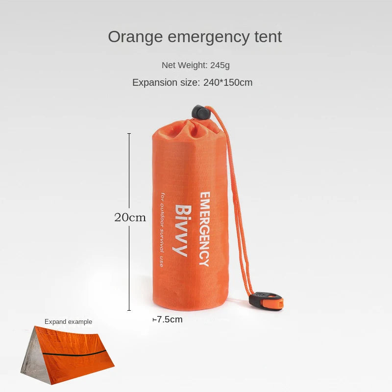 2-Person Emergency Survival Shelter Kit — Mylar Tube Tent, Sleeping Bag, SOS Thermal Blanket, Waterproof