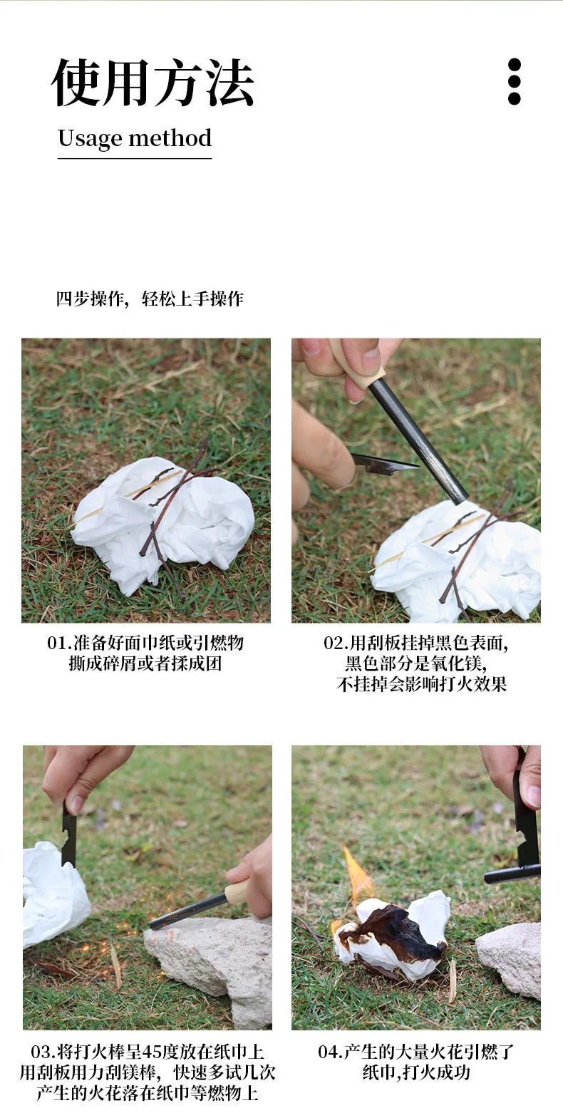 Bear Grylls Survival Fire Starter Magnesium Flint Rod, Portable Emergency Firesteel Kit Lighters Smoking for Camping Hiking Tool