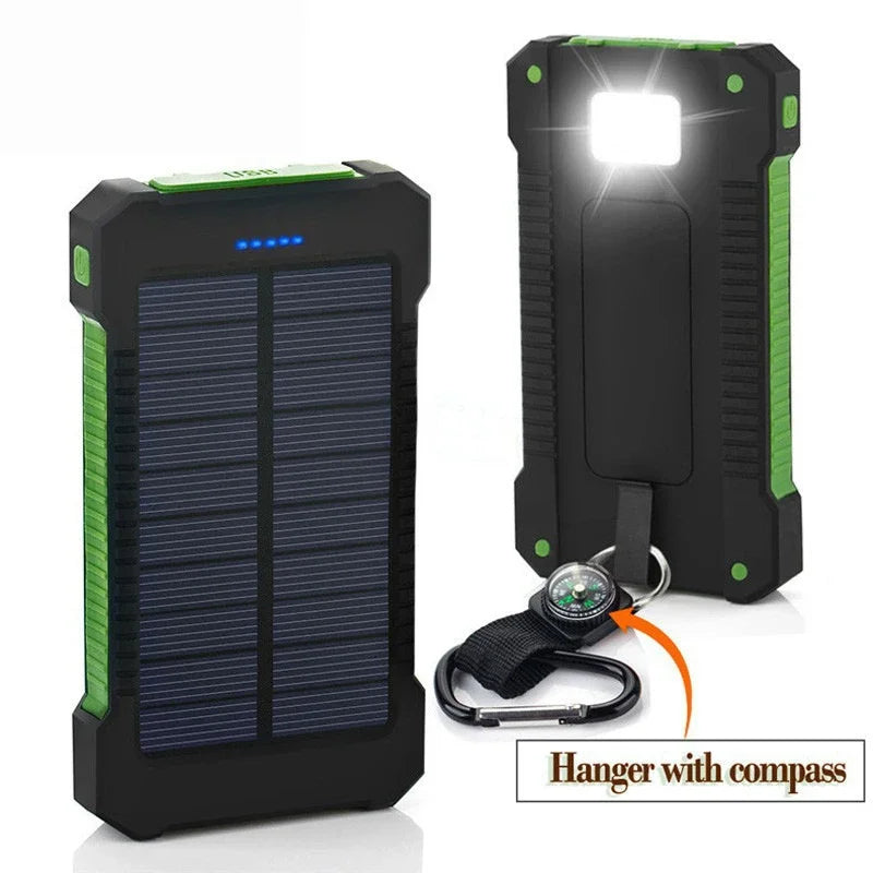 SolarVault Pro — Waterproof Solar Power Bank with Dual USB & Flashlight