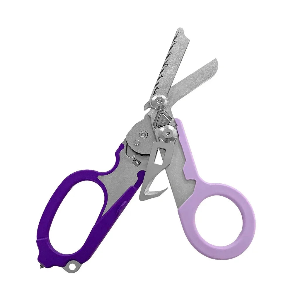 Tactical Medical Scissors — 8-in-1 Emergency Rescue Shear with Seat Belt Cutter & Window Breaker for First Aid & Survival