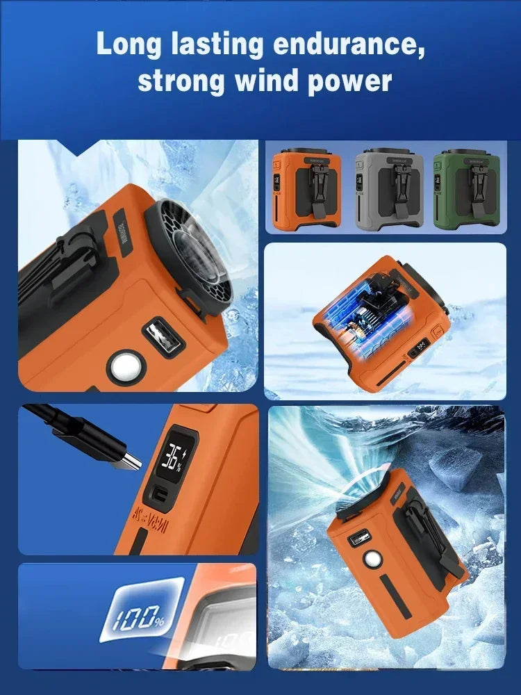 PowerBreeze Pro — 3-in-1 Waist Fan, Power Bank & Flashlight