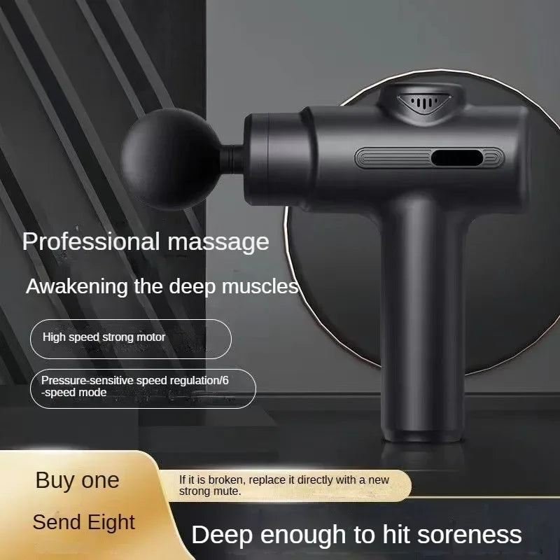Mini  USB Electric Massage Gun Deep Tissue Facial Massgaer 8 Heads Arms Back Leg Muscle Relaxing For Body Back Arm Sport Fitness