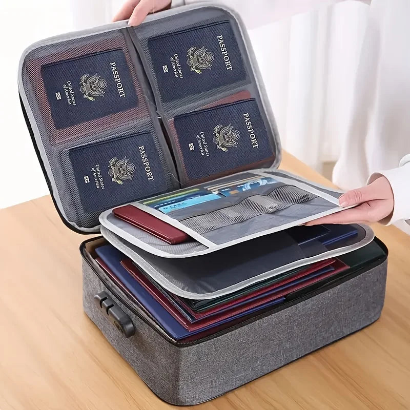 Fireproof Document Bag, Waterproof & Lockable. Portable & Durable for Files, Cards, Money. Family Essential Safe Storage!