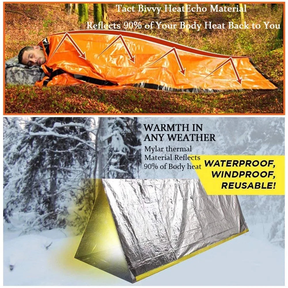 Emergency Mylar Survival Sleeping Bag — Waterproof Thermal Sack for Disaster Rescue, Hypothermia Prevention & Outdoor Survival 2