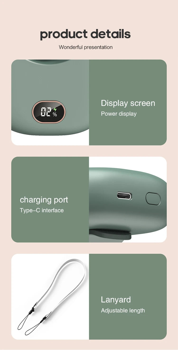 Portable Neck Fan — Hands-Free, Bladeless, 1800mAh USB Rechargeable, 10-Hour Cooling