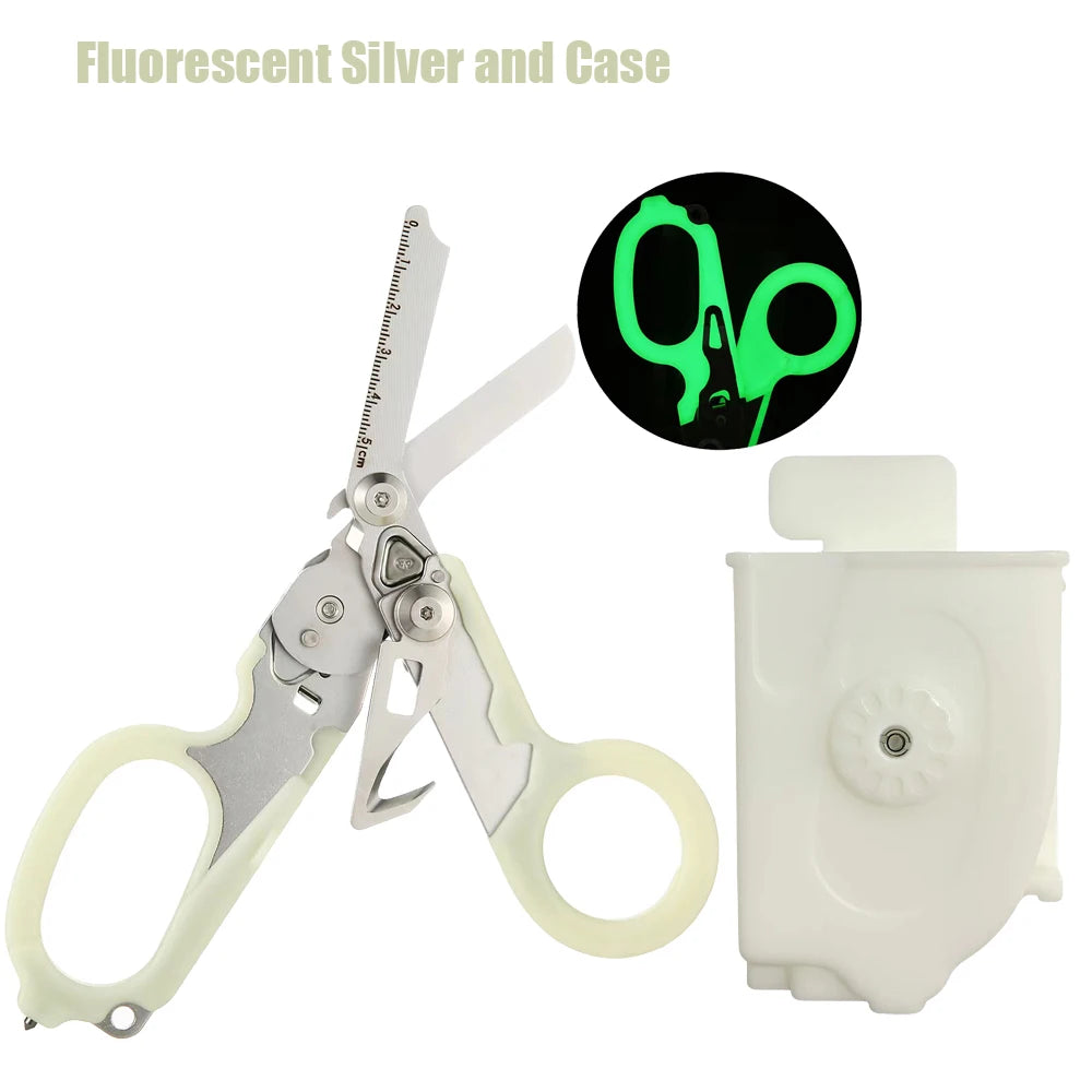 Tactical Medical Scissors — 8-in-1 Emergency Rescue Shear with Seat Belt Cutter & Window Breaker for First Aid & Survival