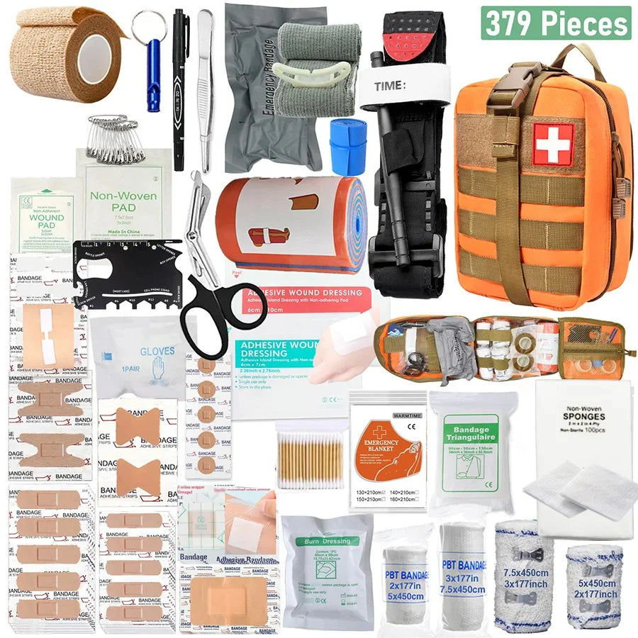 379Pcs Survival First Aid Kit Full Set Outdoor Gear Emergency Kits Trauma Bag Camping Equipment Supplies Emergency IFAK Bag