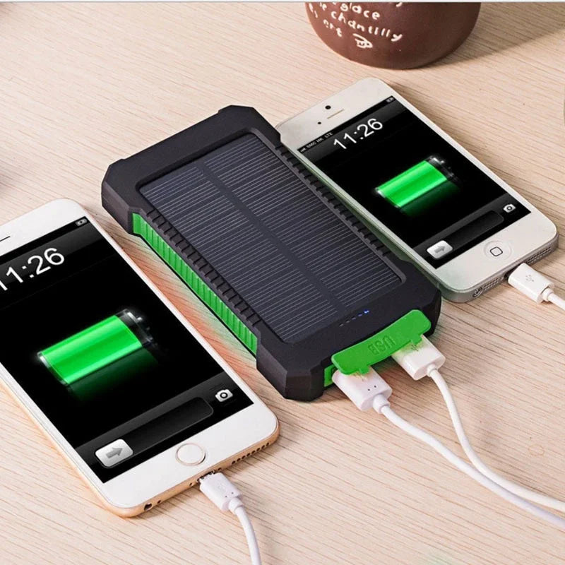 SolarVault Pro — Waterproof Solar Power Bank with Dual USB & Flashlight