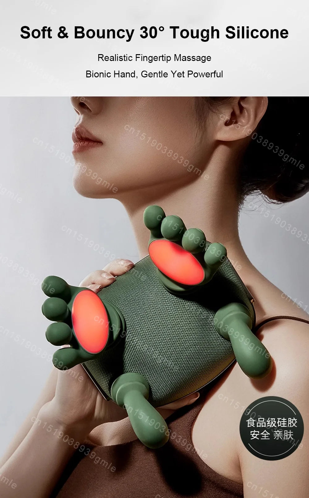 Finger Pressure Neck Massager Heated Back and Shoulder Massager Electric Kneading Neck Deep Massage Muscle Relax