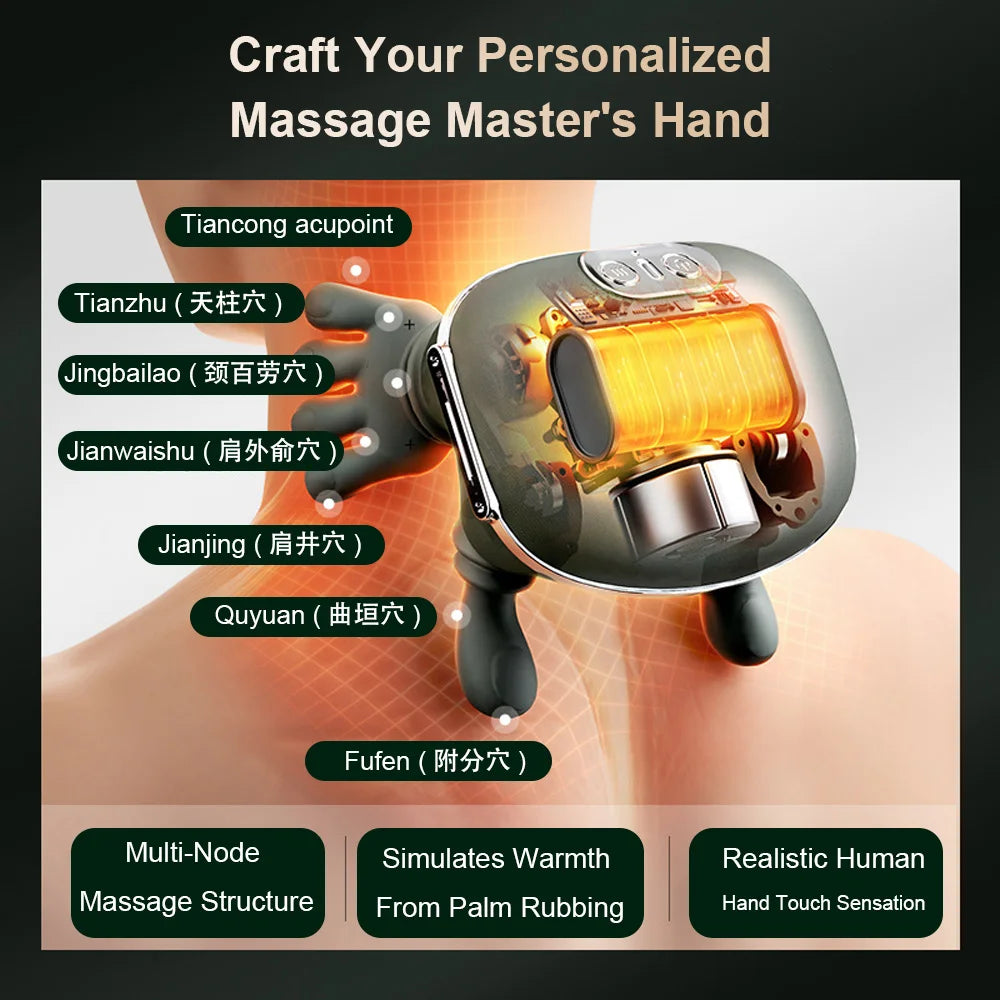 Finger Pressure Neck Massager Heated Back and Shoulder Massager Electric Kneading Neck Deep Massage Muscle Relax