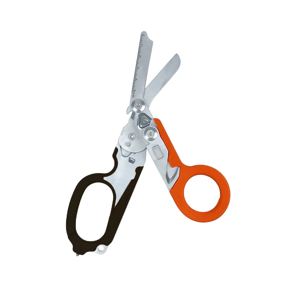 Tactical Medical Scissors — 8-in-1 Emergency Rescue Shear with Seat Belt Cutter & Window Breaker for First Aid & Survival