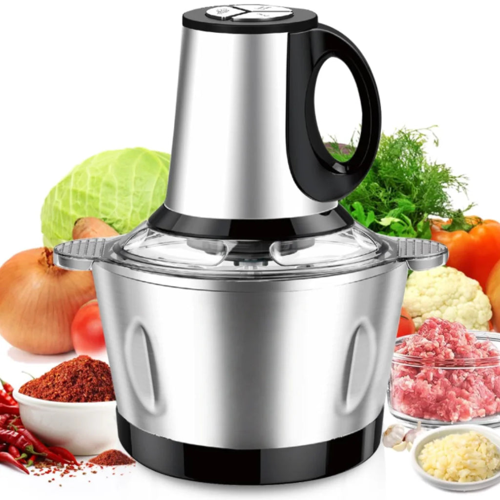 5L Stainless Steel Food Processor - Versatile Meat & Vegetable Chopper with Dual Blades