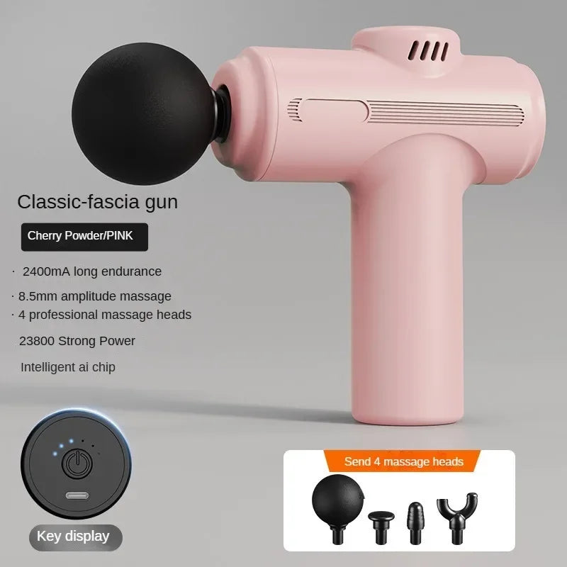 Mini  USB Electric Massage Gun Deep Tissue Facial Massgaer 8 Heads Arms Back Leg Muscle Relaxing For Body Back Arm Sport Fitness
