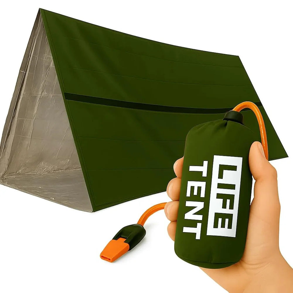 2-Person Emergency Survival Tent — Waterproof Mylar Thermal Shelter for Disaster Preparedness, Rescue & Outdoor Survival