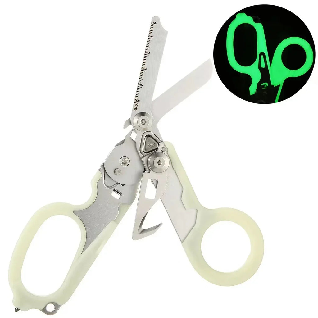 Tactical Medical Scissors — 8-in-1 Emergency Rescue Shear with Seat Belt Cutter & Window Breaker for First Aid & Survival