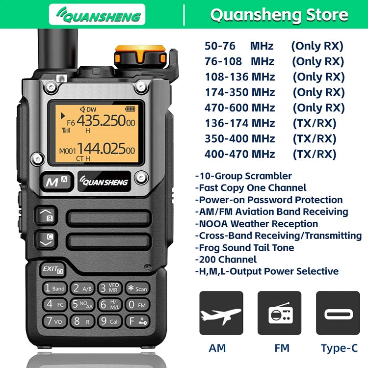 Quansheng UV-K5(8) Walkie Talkie — Multi-Band Ham Radio, 200CH, Cross-Band, DRRM Field Transceiver
