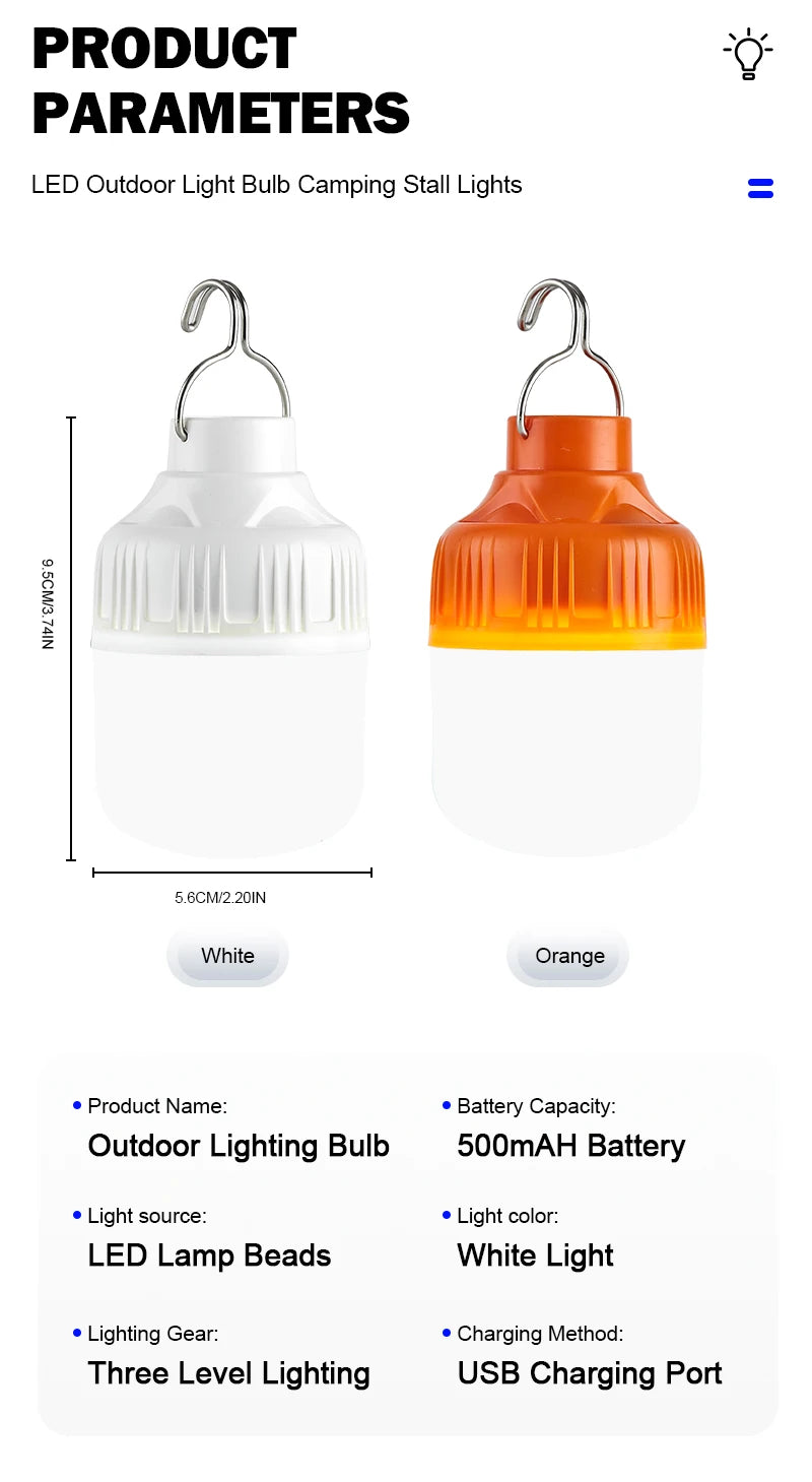 USB Rechargeable LED Camping Lantern High Brightness Portable Outdoor Light Emergency Tent Lamp for Fishing Hiking Night Use